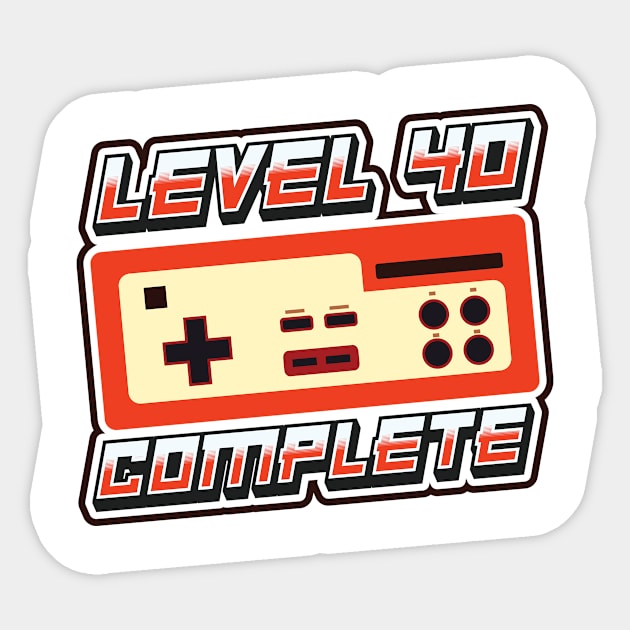 'Level 40 Complete' Funny Video Gamer Gift Sticker by ourwackyhome